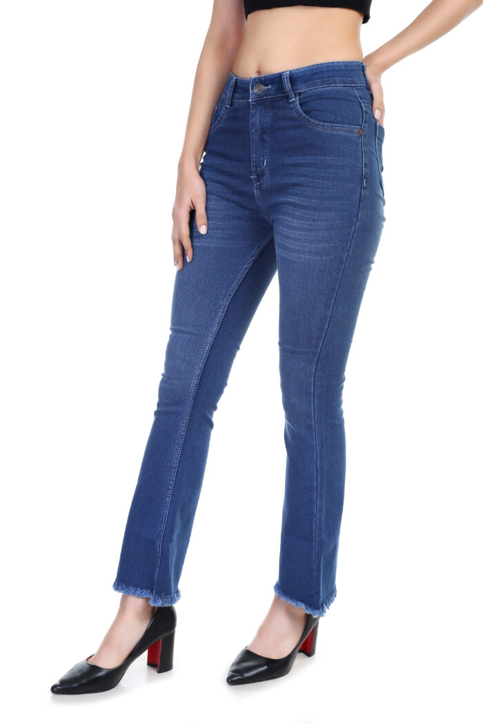 Women Boot-Leg High Rise Blue Jeans - Image 5