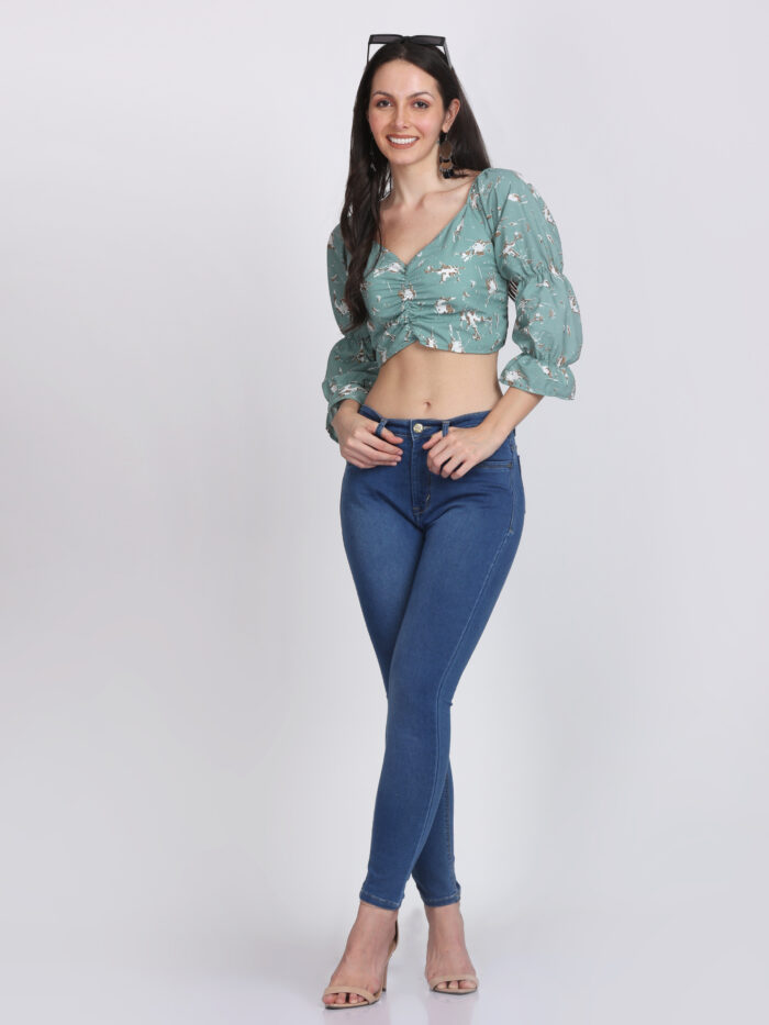 Women Skinny Mid Rise Light Blue Jeans - Image 6