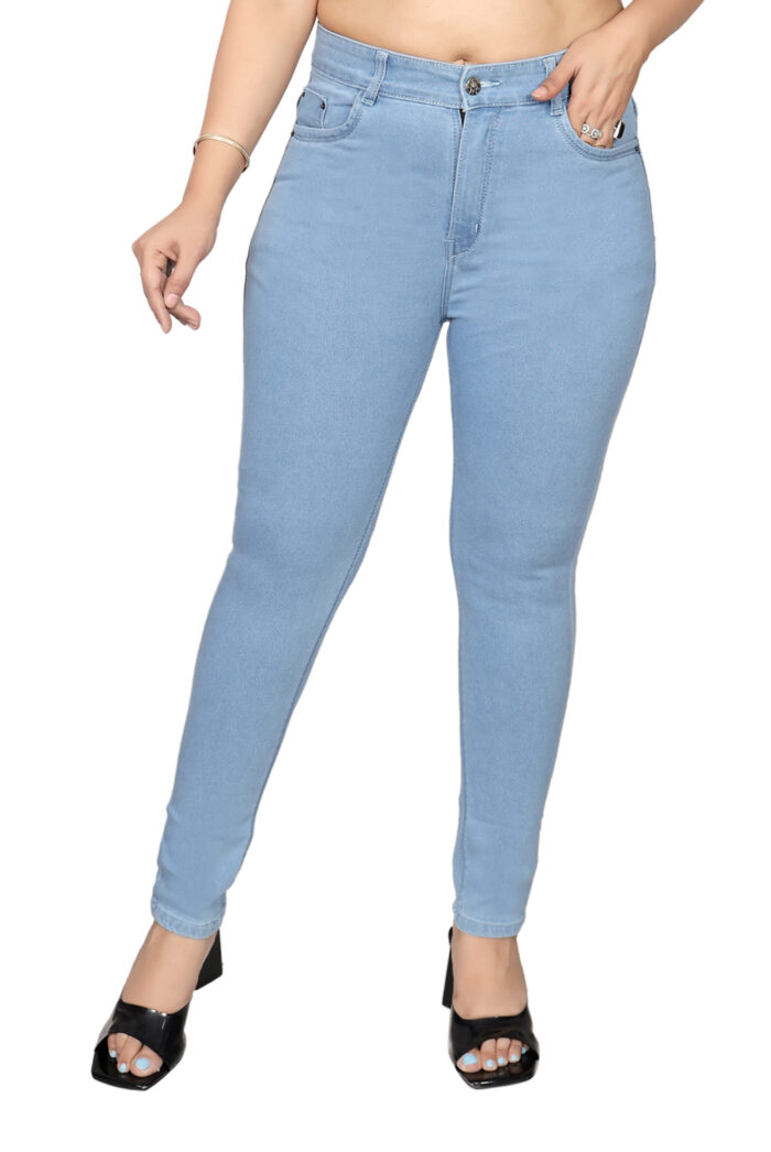 Women Slim Fit Mid Rise Light blue Jeans - Image 7