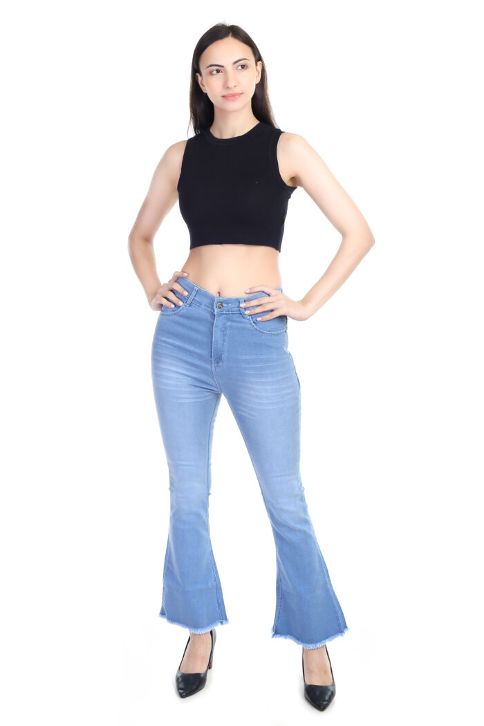 Women Boot-Leg High Rise Light Blue Jeans - Image 2