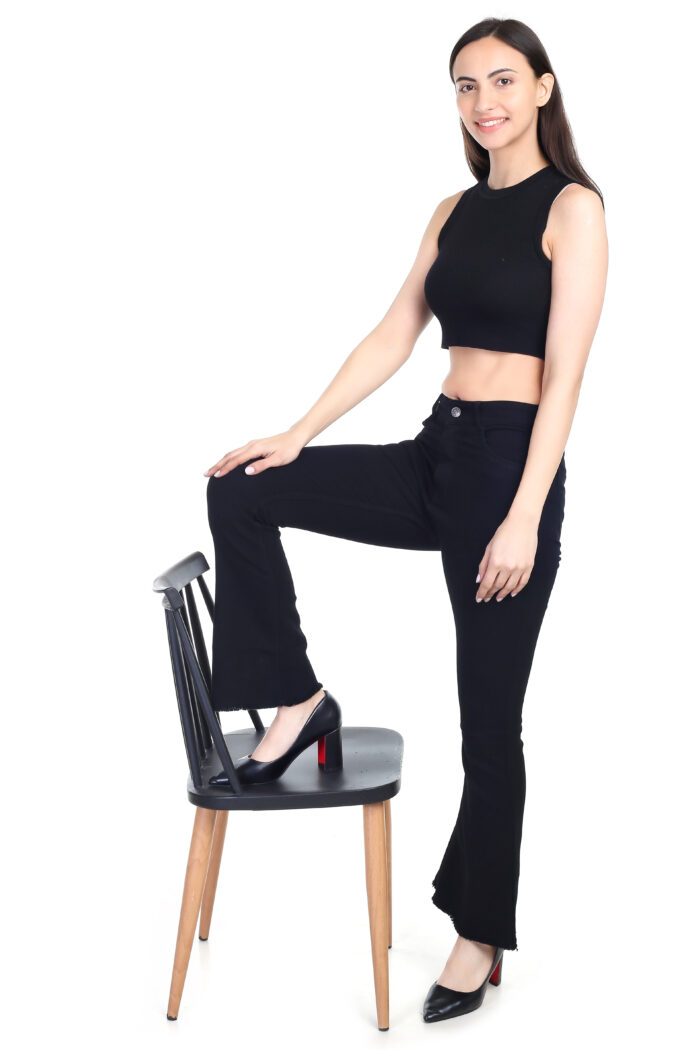 Women Boot-Leg High Rise Black Jeans - Image 2