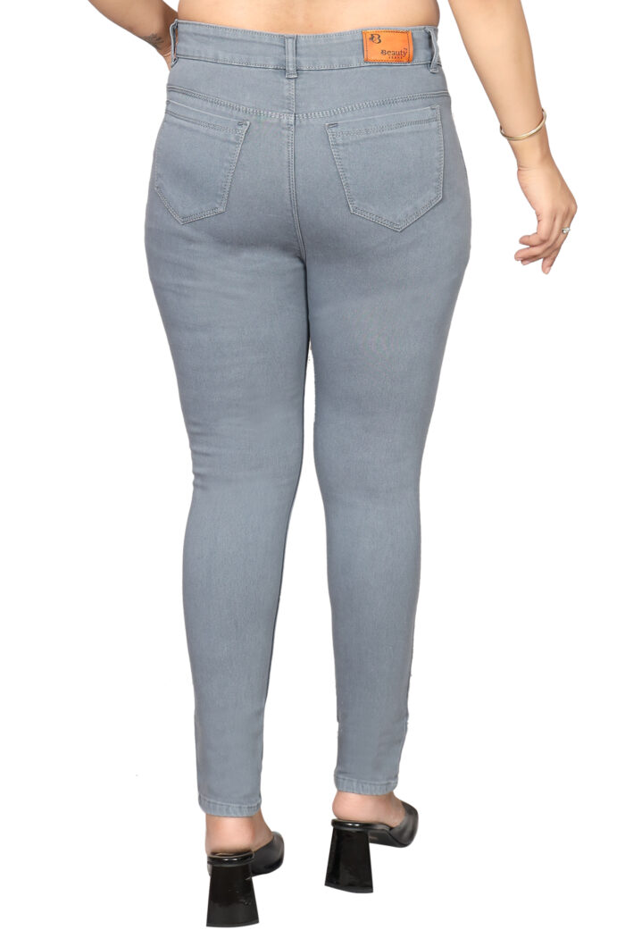 Women Slim Fit Mid Rise Grey Jeans - Image 6