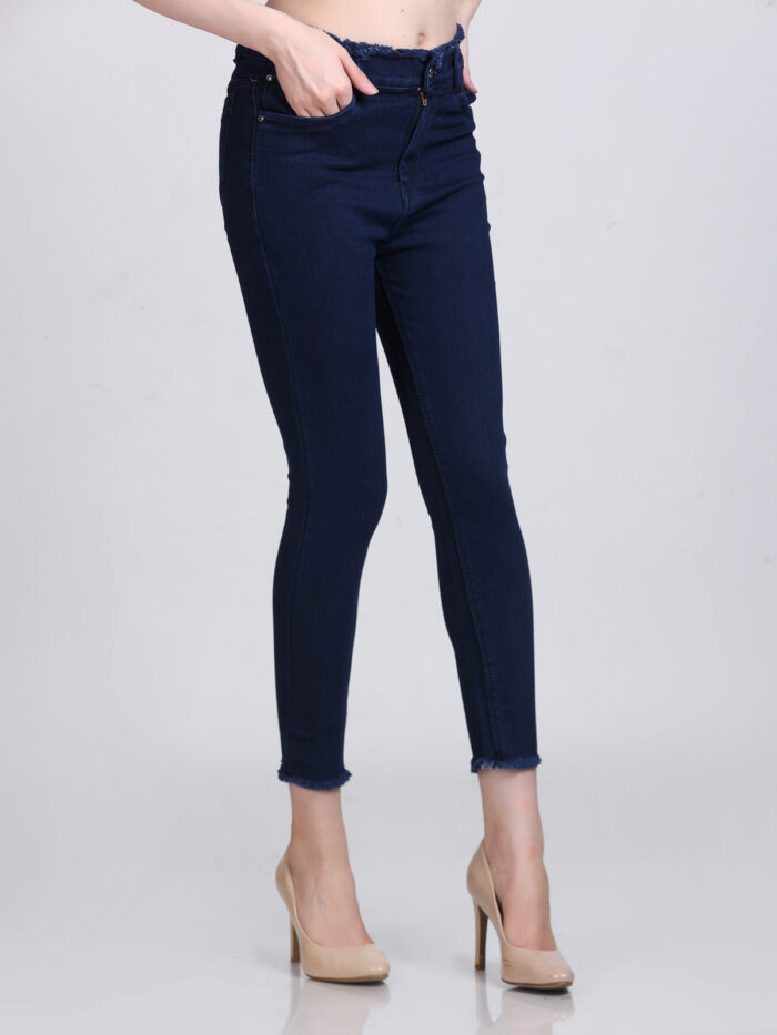 Women Skinny High Rise Dark Blue Jeans - Image 6