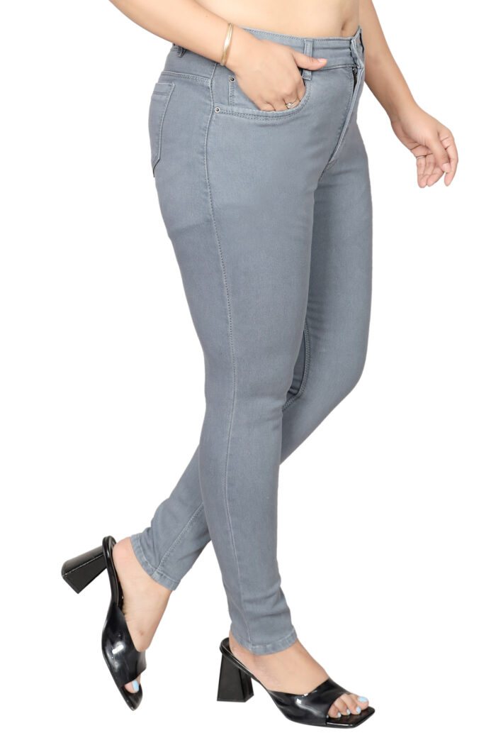 Women Slim Fit Mid Rise Grey Jeans - Image 5