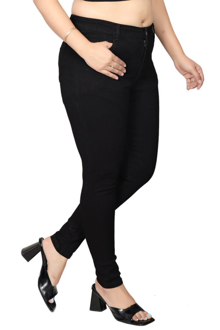 Women Slim Fit Mid Rise Black Jeans - Image 5