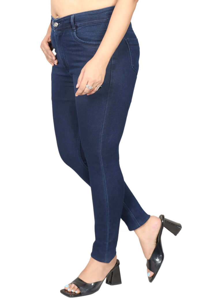 Women Slim Fit Mid Rise Dark Blue Jeans - Image 4