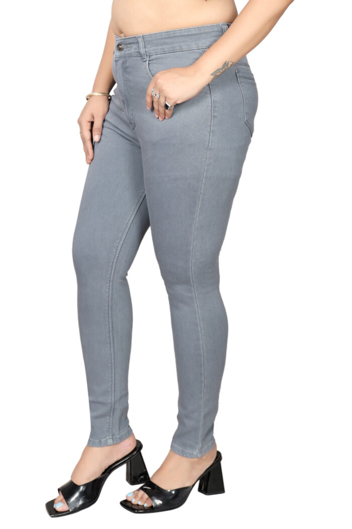 Women Slim Fit Mid Rise Grey Jeans - Image 4