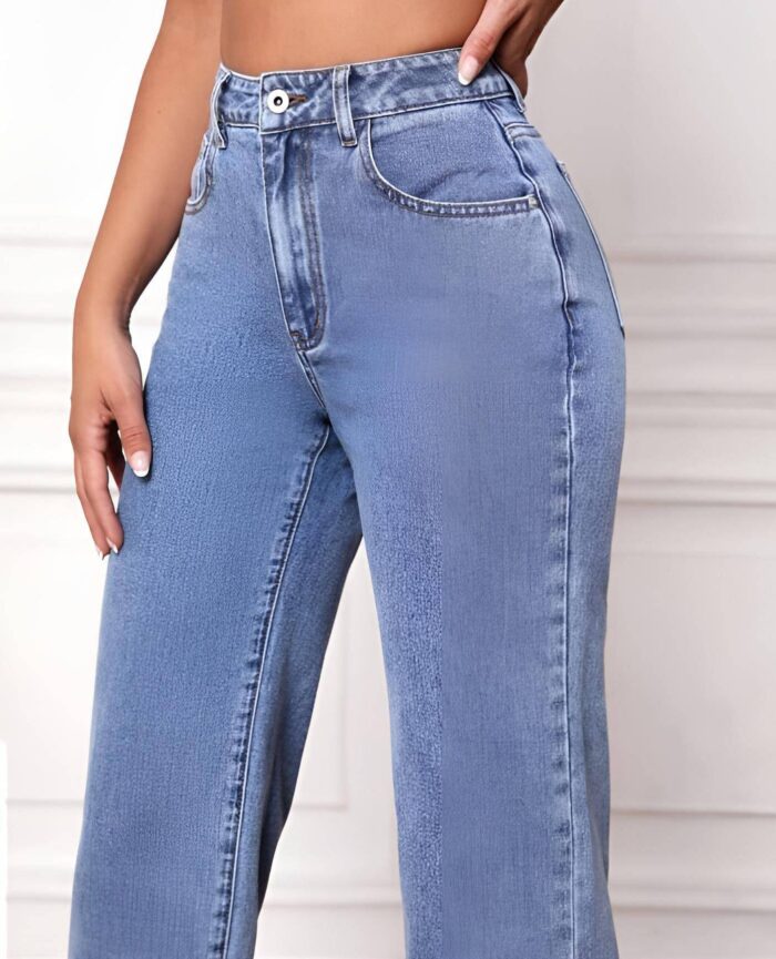 Women Boyfriend High Rise Light Blue Jeans - Image 5