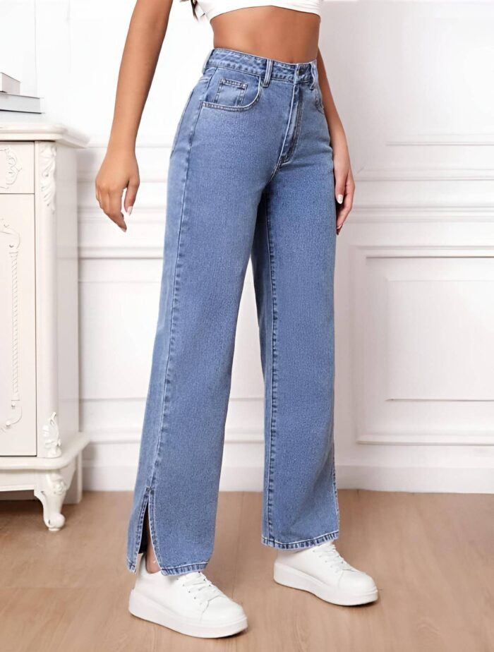 Women Boyfriend High Rise Light Blue Jeans - Image 6