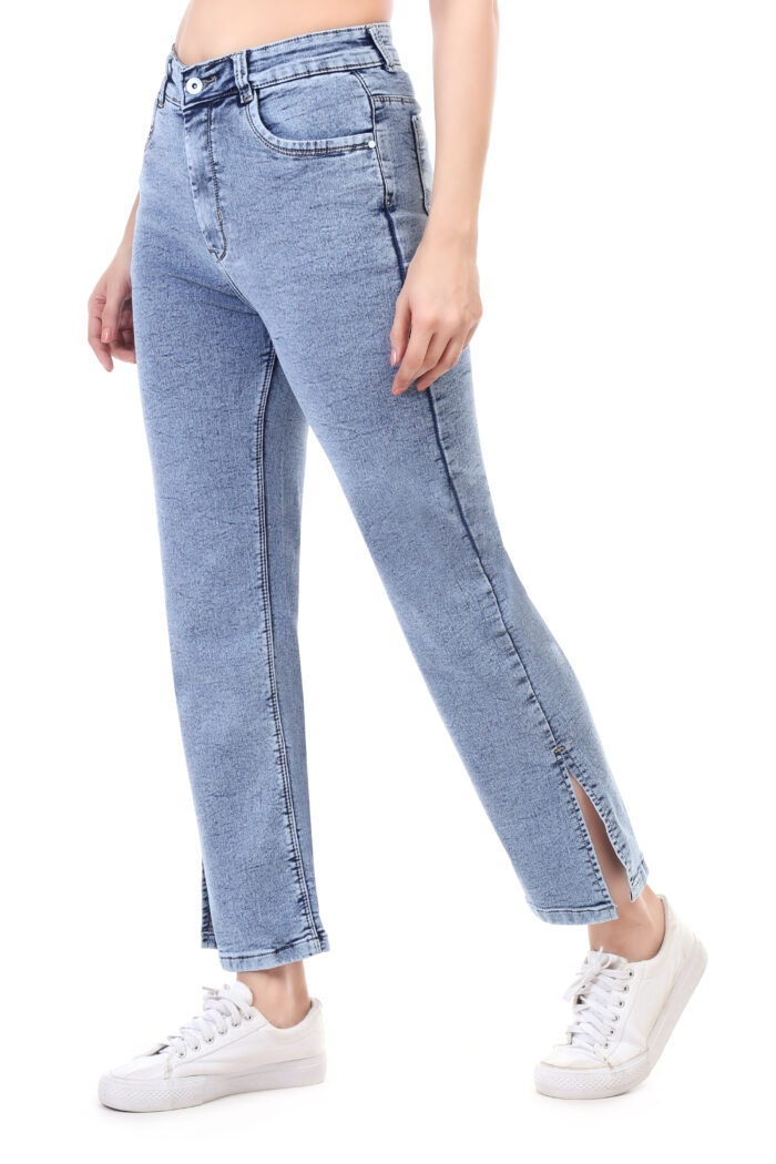 Women Boyfriend High Rise Light Blue Jeans - Image 3