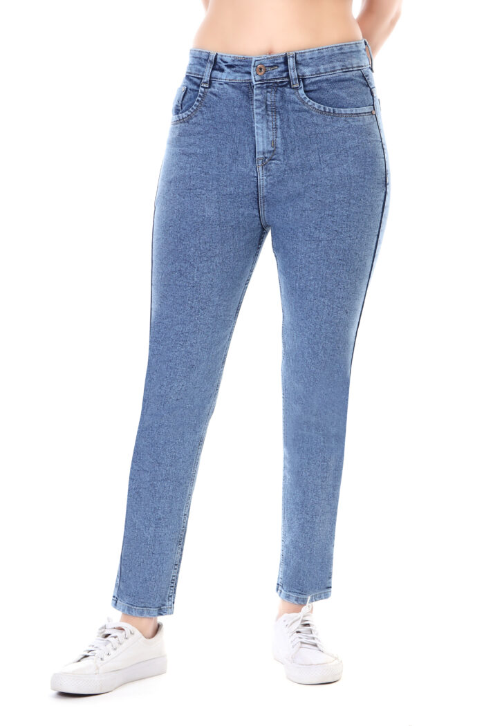 Women Mom Fit High Rise Light Blue Jeans - Image 5