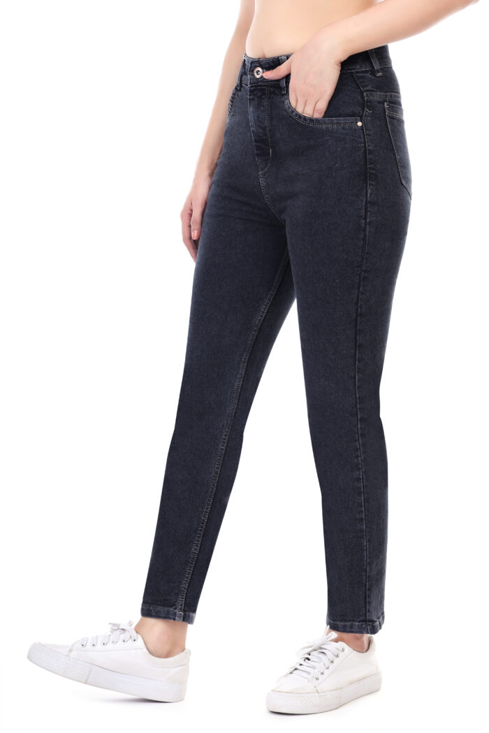 Women Mom Fit High Rise Black Jeans - Image 3